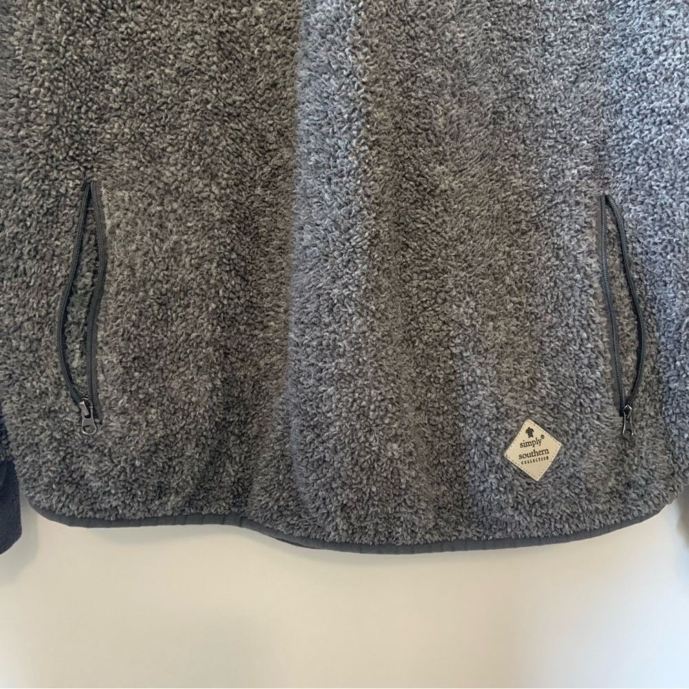 SIMPLY SOUTHERN Asymmetrical Snap Up Sherpa Fleece Pullover Gray Women's Medium - Picture 6 of 14